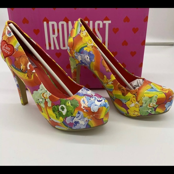 NEW CARE BEARS Kawaii Platform Heel Shoes Lots A Rainbows - Picture 2 of 7